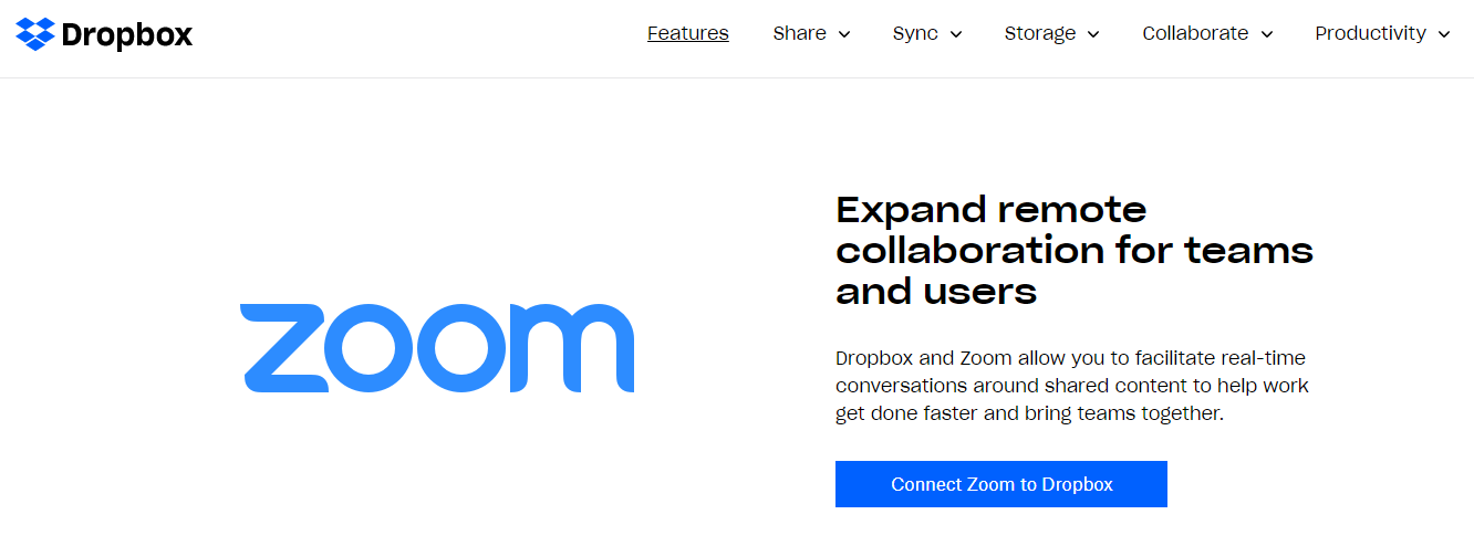 Dropbox para Zoom una genial extensión de Chrome zoom