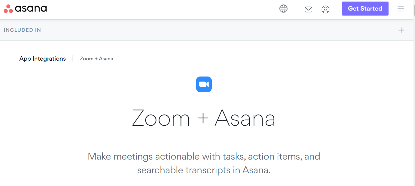 Zoom Extensión de Asana para Chrome