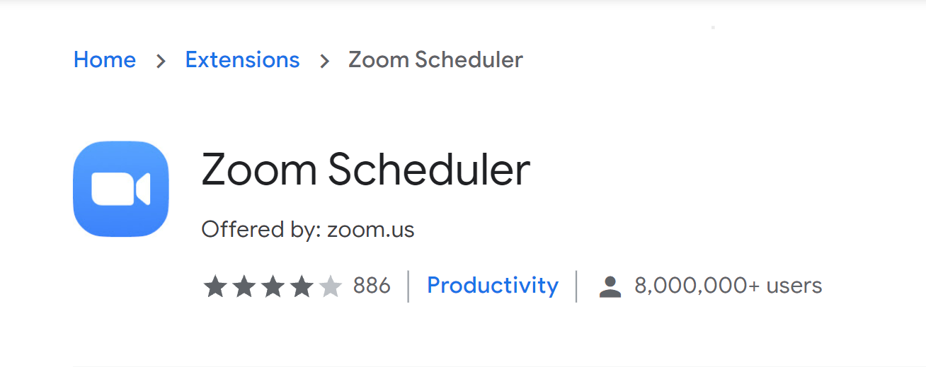Zoom scheduler google chrome extension