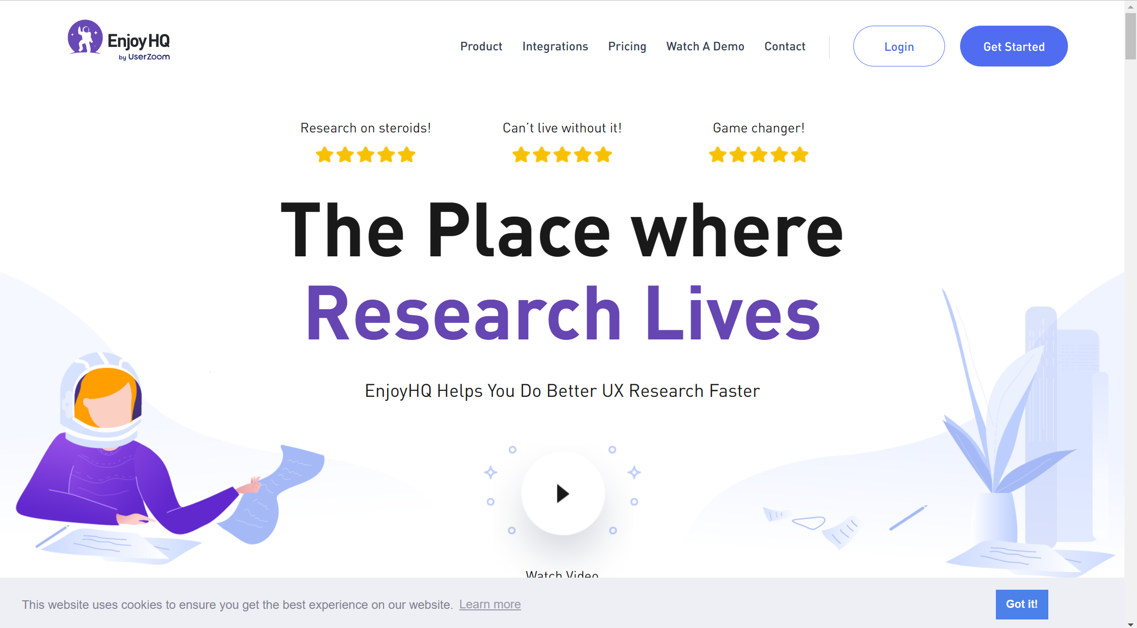 EnjoyHQ's homepage: is it a good user interview tool?