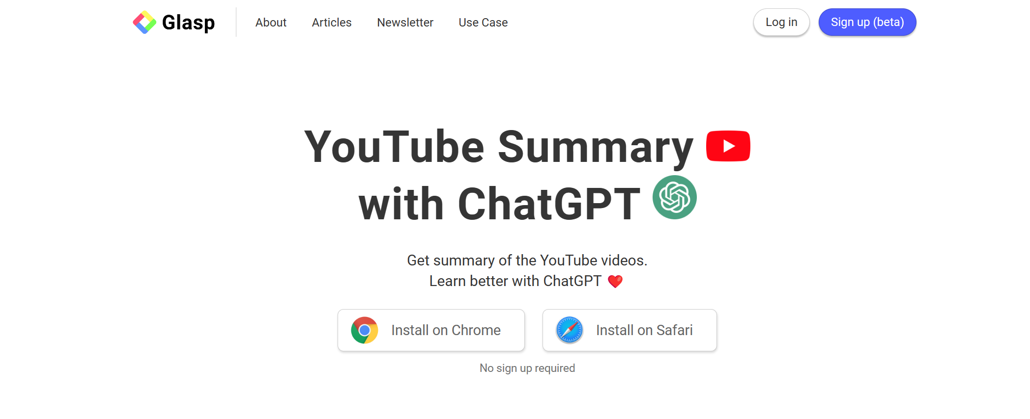 Glasp is a potential ChatGPT alternative that specializes in summarizing YouTube videos