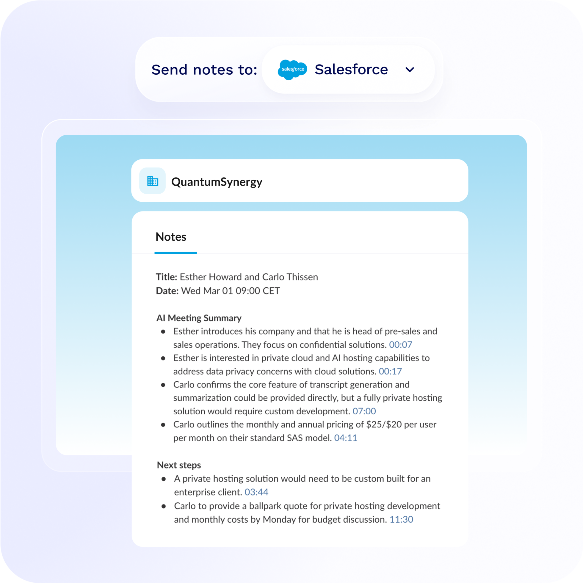 Send notes to CRM
