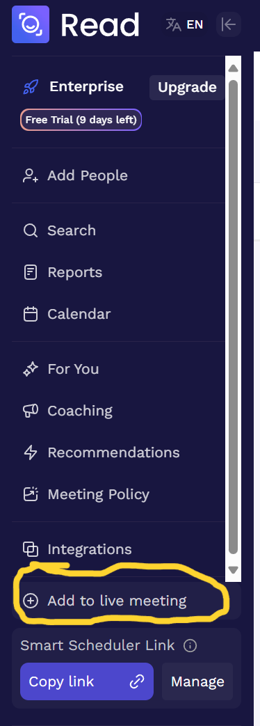 Read's place to paste a link for it to join manually