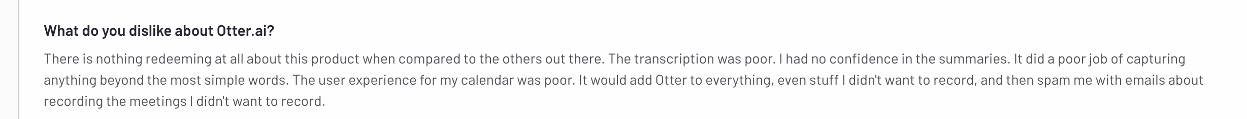 Snippet of Otter.ai review from G2