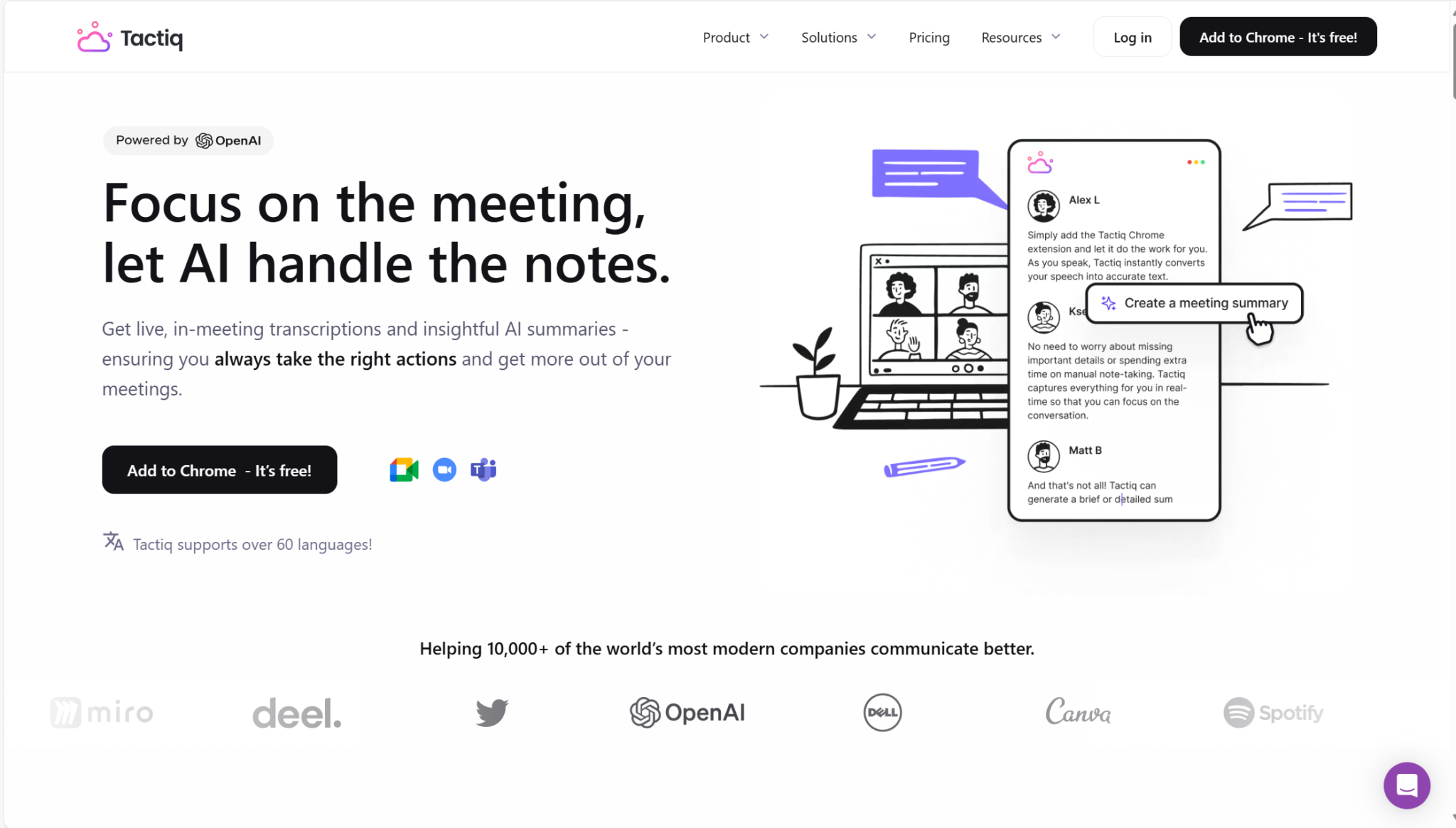 Tactiq's new homepage