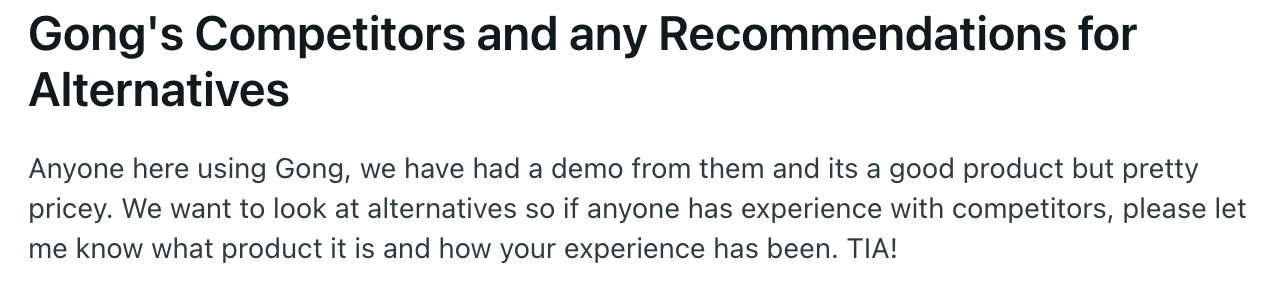 Less positive reviews on Gong