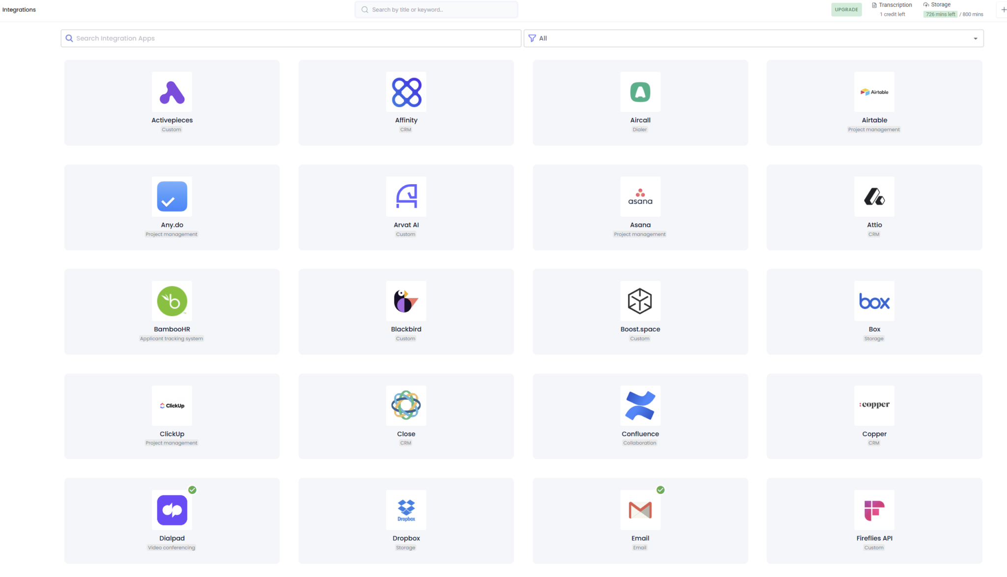 Fireflies' integrations