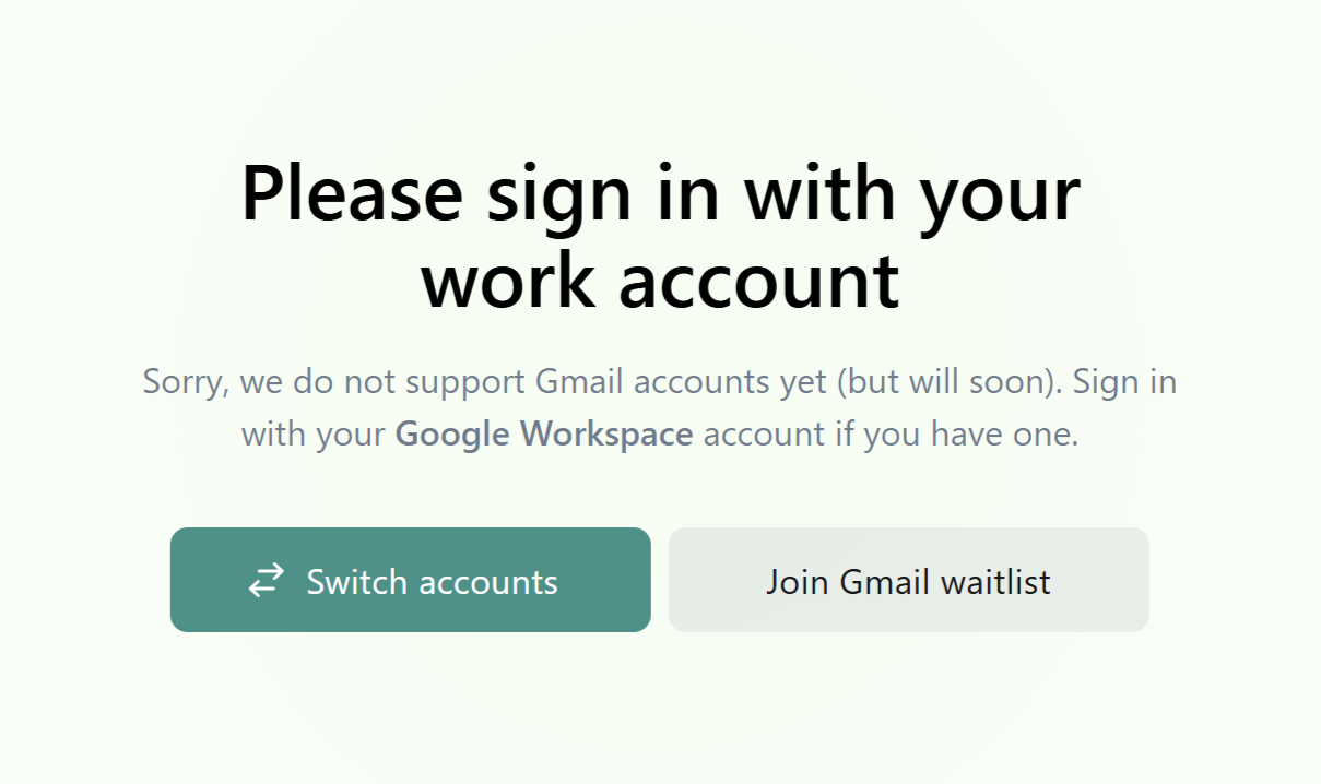 Granola doesn't allow personal emails.