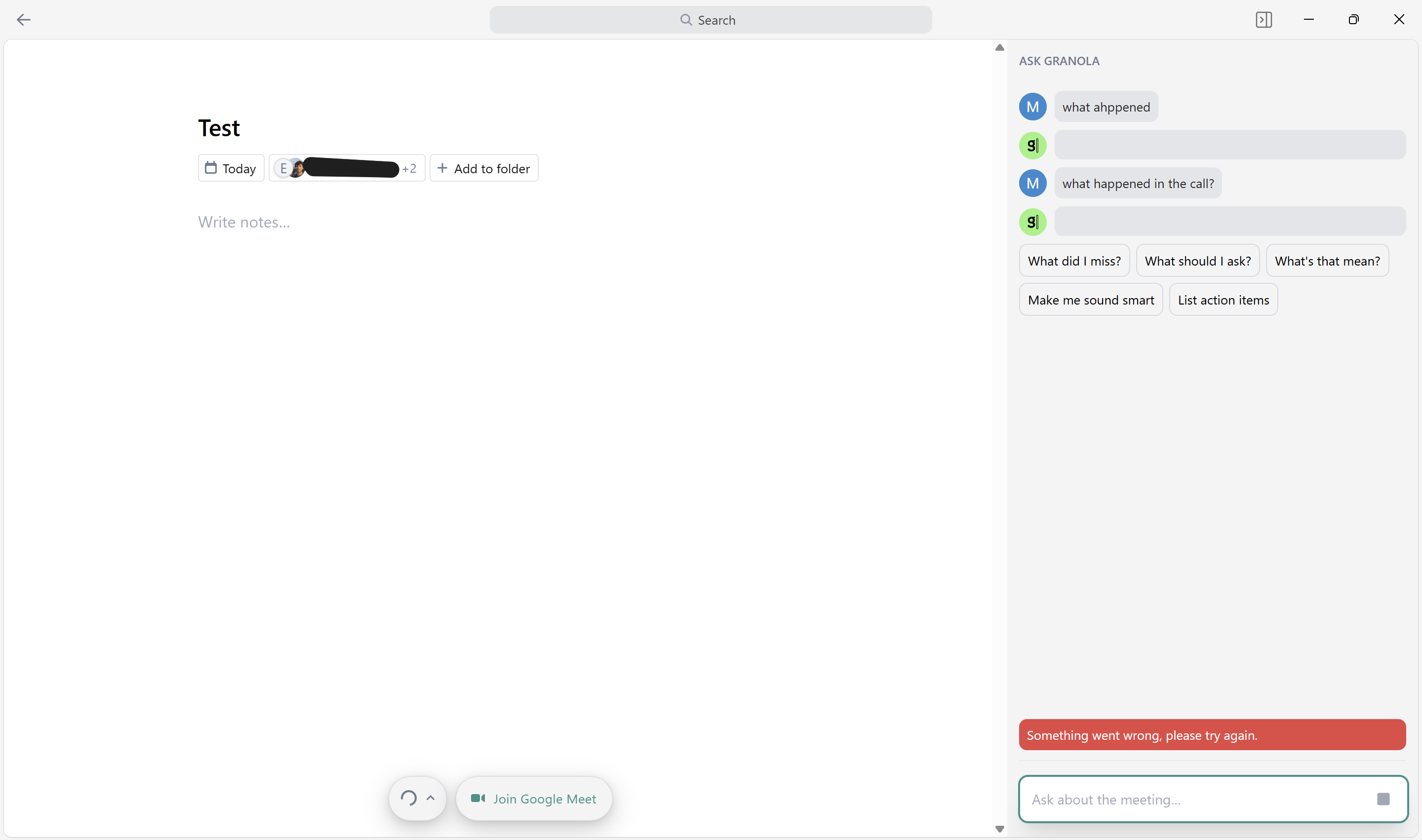 It wasn't easy to see where Granola's live transcription was at first.