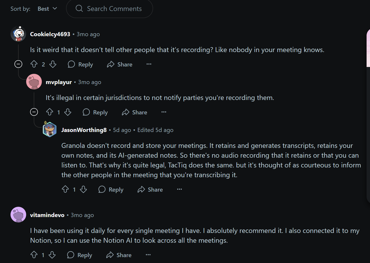 People share their Granola concerns on Reddit.