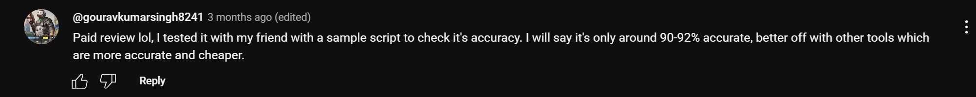 A negative Youtube comment for Granola