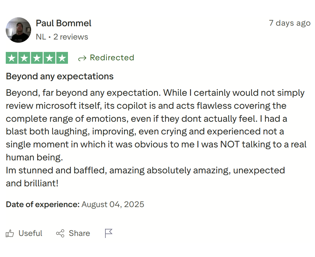 TrustPilot's positive review sounds a little too positive for my fake radar.