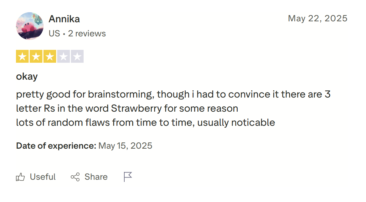 Another three star review for Copilot on Trustpilot