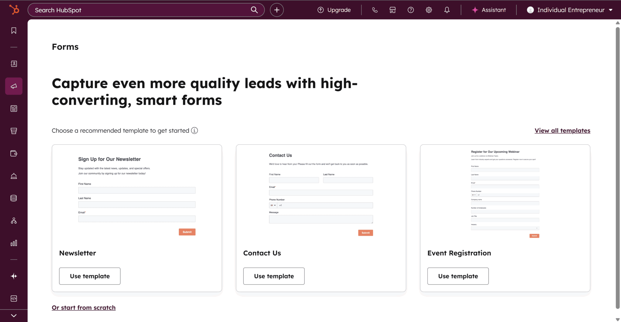 HubSpot prompted me to create a form. I have no idea why.